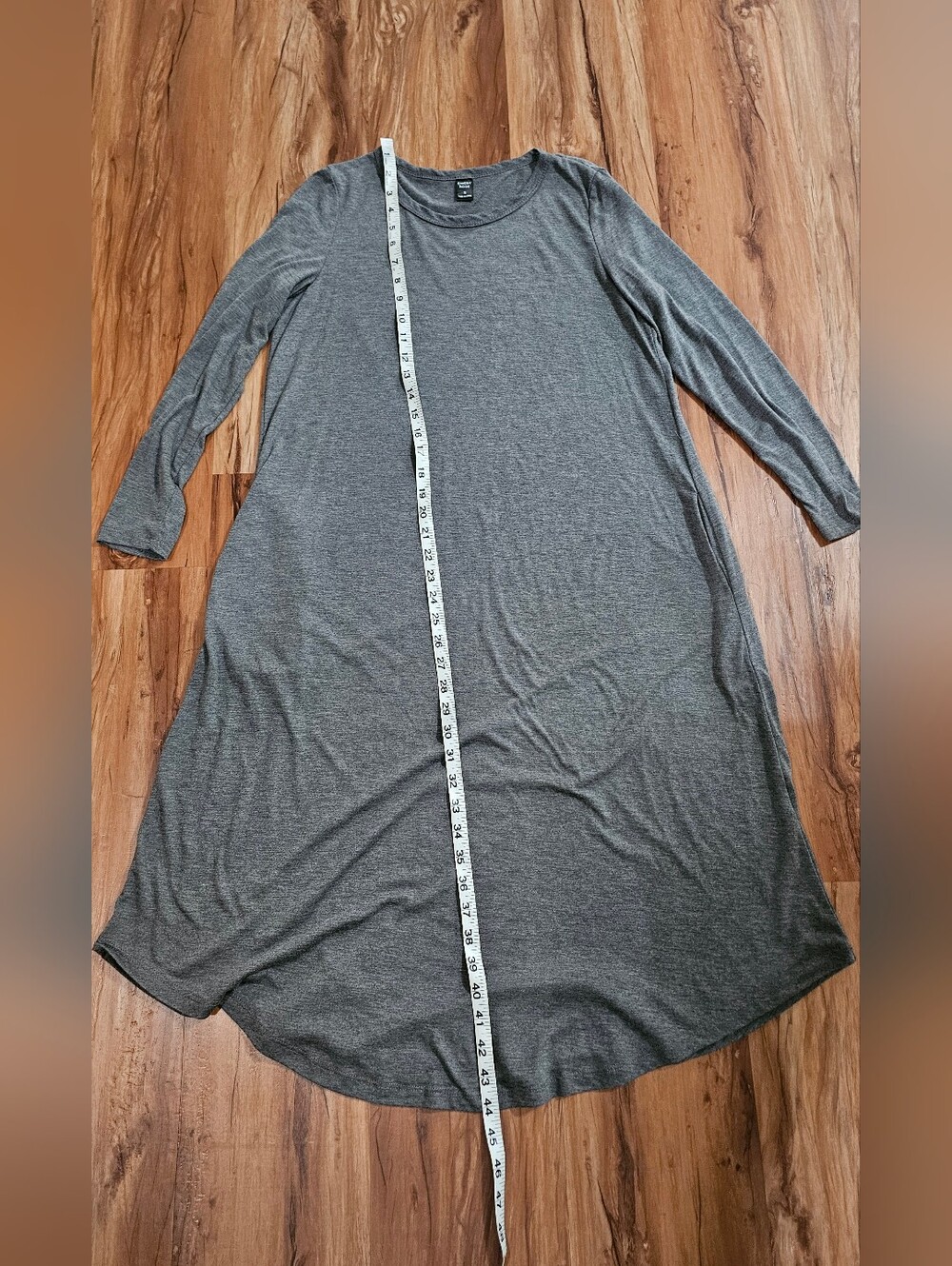 Emery Rose Size Small Classic Grey Long-Sleeve A-Line Dress